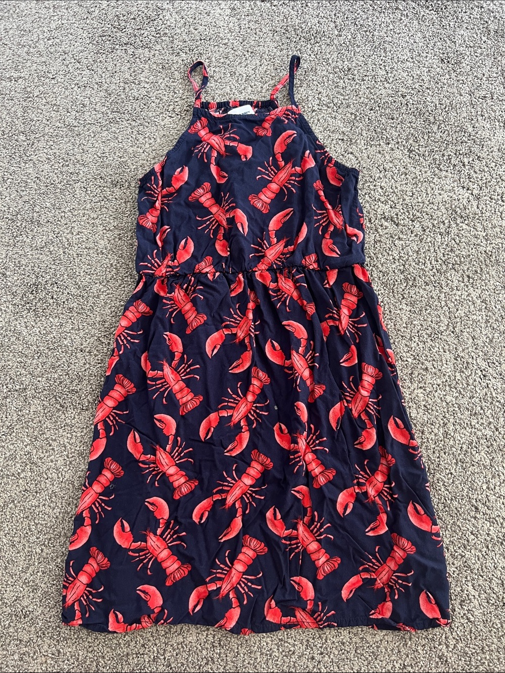 Old Navy Navy Dress with Coral Red Lobster Print